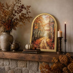 Wheatwin Fall Wall Decor, Fall Gold Arched Framed Wall Art, Fall Artwork - Image 2
