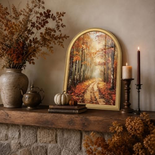 Wheatwin Fall Wall Decor, Fall Gold Arched Framed Wall Art, Fall Artwork - Image 2