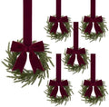 6 Pcs Christmas Burgundy Wreaths Kitchen Cabinet Decorations by Luinabio