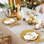 Dandat 48 Pcs Charger Plate Bulk 13'' Floral Reef Plates with Napkin Ring Plastic Dinner Charger Hollow Out Flower Napkin Holder Plastic Plate for Table Setting Wedding Party (Gold) - Image 6
