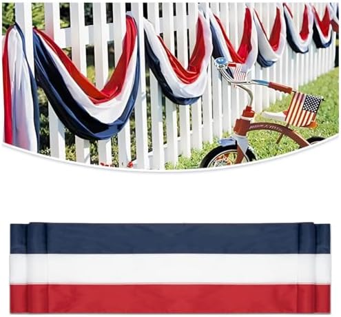 American Flag Bunting Banner 2x20 Ft Patriotic Decorations – Red White Blue Stripe USA Banner for 4th of July Outdoor Porch Fence Garden Memorial Day Veterans Day Decor (1 Pack) by LinaGarten