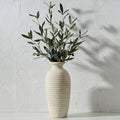 Vaseking Ceramic Natural Rustic Vase, 14.4 Inch Large Vintage Flower Threaded Decorative Farmhouse Tall Vase for Home Decor, Living Room, Shelf Decor, Wedding, Housewarming Gift, Off-White by Vaseking