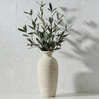 Vaseking Ceramic Natural Rustic Vase, 14.4 Inch Large Vintage Flower Threaded Decorative Farmhouse Tall Vase for Home Decor, Living Room, Shelf Decor, Wedding, Housewarming Gift, Off-White by Vaseking