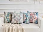 Throw Pillow Covers 20x20 Inch Set of 4 Washable BOHO Vintage Style Decorative Throw Pillow Cases Soft Velvet Square Farmhouse Decor Retro Cushion Covers for Couch Sofa Bed Living Room Outdoor - Image 5