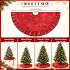 Red Tree Skirt Small Sequin Christmas 60 Inch Velvet Mini for Pencil Glitter Skirts Collar Sparkle Decorations - Image 3
