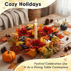 Autumn Wreaths for Front Door Decor Artificial Flower, 20" Fall Pumpkin - Image 7