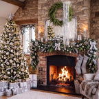 Norme 24 Inch Christmas Pine Wreath for Front Door,Silver Tinsel Tassel - Image 3