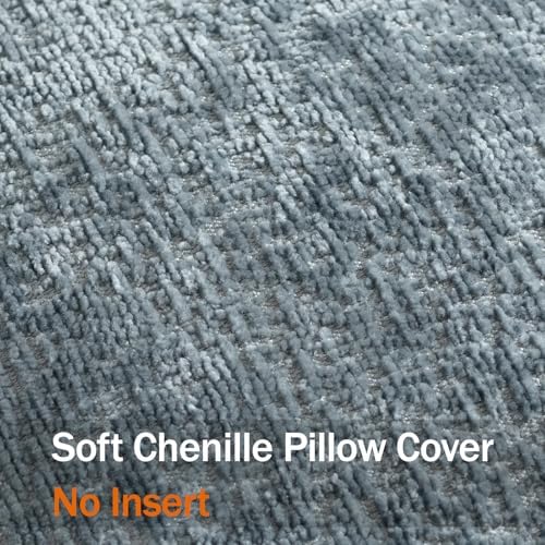 DEZENE Pack of 2 Dusty Blue Decorative Throw Pillow Covers 22x22 Cozy Soft Chenille Accent Vintage Square Couch Pillow Covers for Home Decor Bed Sofa Living Room - Image 3