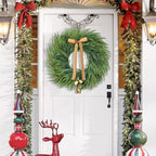 Christmas Wreath with Lights - 26" Real Touch Norfolk Pine Wreath, Large Christmas Wreath with Gold Bell & Bow for Mantle Wall Window Indoor Outdoor Decor - Image 3