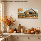 WAXWHELK Fall Canvas Wall Art, Autumn Rustic Farmhouse Painting Pictures of Farm Fresh Stand with Pumpkins and Mums, Thanksgiving Artwork for Living Room Bedroom Home Decor, (12"x24") - Image 3