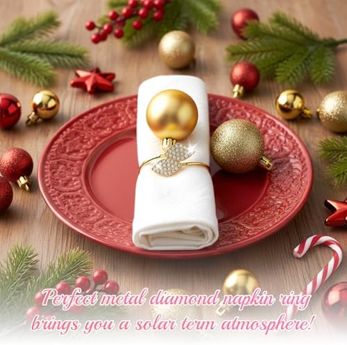 100 Pcs Napkin Rings Gold Table Decorations Durable Bling Leaf Shaped Napkins Rings Round Napkin Holders Buckles for Thanksgiving Day Christmas Dining Table Parties Everyday - Image 4