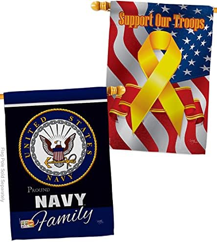 Navy Proudly Family House Flag - Pack Armed Forces USN Seabee United State American Military Veteran Retire Official Support Our Troops - Banner Small Garden Yard Gift Double-Sided 28 X 40 by Breeze+Decor