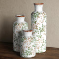 Brown and Green Ceramic Vase Set of 3, Vintage Botanical Vases for Decor by CheeryStow