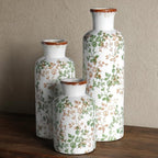 Brown and Green Ceramic Vase Set of 3, Vintage Botanical Vases for Decor by CheeryStow