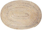 KOUBOO Rattan Oval Placemats Set of 2 Boho Dining Table Mat White Wash - Image 4