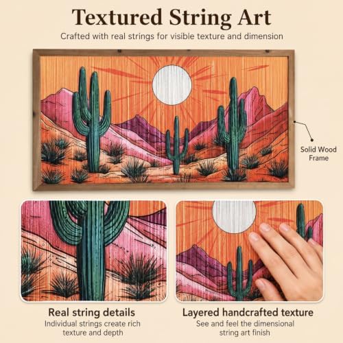 flangairy 24x12 Inch Cactus Macrame Wall Art, Southwestern Desert Decor - Image 2
