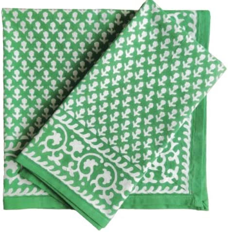 ATOSII Queen Green 100% Cotton Fall Cloth Designer Dinner Napkins, Handblock Print, Washable Durable Linen for Everyday Use Wedding Parties Outdoors Christmas Thanksgiving I 20 X 20 Inches I Set of 4 - Image 3