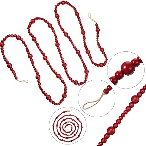 Boao Christmas Wooden Beads Garland, Christmas Tree Decor (Red) - Image 3