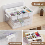 160Qt Plastic Storage Bins with Lids, Clear Latching Organizers Boxes with Removable Trays, Large Portable Storage Containers, for Holiday Ornaments, Home Organization, 4Pack - Image 3
