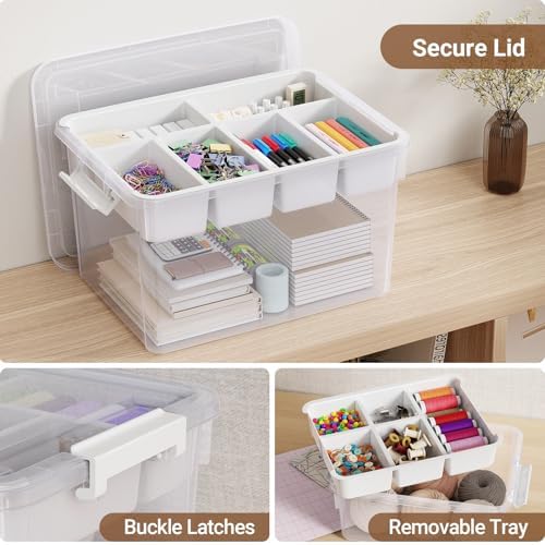 160Qt Plastic Storage Bins with Lids, Clear Latching Organizers Boxes with Removable Trays, Large Portable Storage Containers, for Holiday Ornaments, Home Organization, 4Pack - Image 3