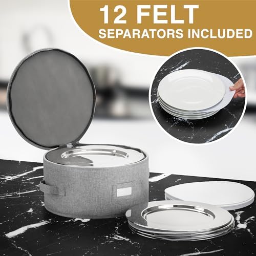 Stack Store Plus More China Storage Case for Salad Plate - 10" W x 6" H - Includes 12 Felt Dividers. Hard Shell and Stackable with Padded Interior - Image 5