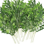 Artificial Italian Ruscus Greenery Stems, 20 Pack Faux Green Leaf Garland Branches Hanging Greenery Spray for Wedding Bouquet Arch Table Centerpiece Home Decor by WONICE