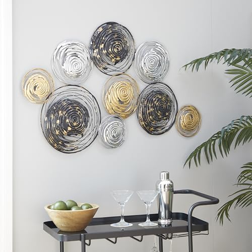 Deco 79 Metal Plate Home Wall Decor Wall Sculpture with Textured Pattern, Wall Art 42" x 1" x 27", Gold - Image 3