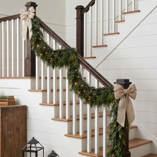 Rowfad 9 FT Pre-lit Christmas Garlands, Real Touch Cedar Pine Garland - Image 4
