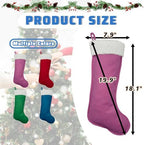 Christmas Stockings for Family Holiday Decorations and Xmas Tree Fireplace (6, Pink-Grain-Large) - Image 3