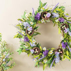 Glitzhome 24" Easter Wreath with Lavender and Bird Nest Spring Front Door Decoration Artificial Eggs Wreath for Home Party and Holiday Celebrations - Image 4