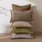 MIULEE Set of 2 Rustic Linen Burlap Throw Pillow Covers 18x18 Champagne - Image 4