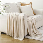 BATTILO HOME Beige Throw Blanket for Couch, 50"x60" - Image 2