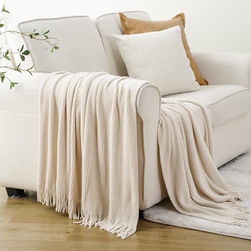 BATTILO HOME Beige Throw Blanket for Couch, 50"x60" - Image 2