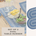 Homespice Denim Braided Table Runner for Coastal Decor, Oval 8x28 Set of 2 - Image 2
