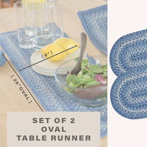 Homespice Denim Braided Table Runner for Coastal Decor, Oval 8x28 Set of 2 - Image 2
