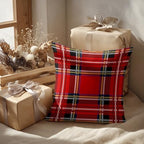 Batmerry Tartan Plaid Throw Pillow Covers, Royal Stewart Tartan Classic Red Scottish Plaid Decorative Pillow Covers Digital Printing Blended for Couch Sofa Bed Invisible Zipper 24X24 in(Set of 2) - Image 2