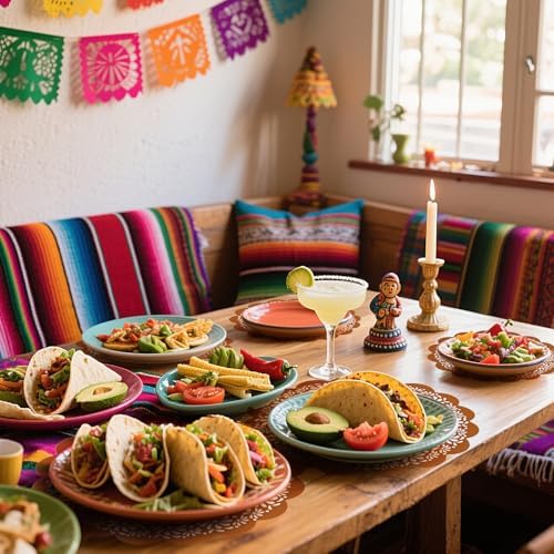 100 Pcs Platos De Barro Mexicanos Paper Placemats 13.5 Inches Cielito Lindo Party Decoration Disposable Scalloped Cinco De Mayo Paper Placemats for Fiesta Mexican Baby Shower Decor - Image 6