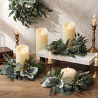 Zeyune 24 Pcs Candle Rings Bulk Artificial Eucalyptus Wreath Novel - Image 4