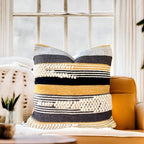 Handwoven Boho Throw Pillow Cover 18x18 Pillows for Sofa, Bed and Couch Decorative Knitted Pillow with Tufted Accents Cotton/Wool Home Decor, Limited Edition (1 Piece) - Image 4