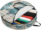 Ocean Turtle Round Storage Bag 24 Inch, Retro Coral Starfish Anchor Coastal Wood Clothes Storage Container with Handles Heavy Duty Organizer for Comforter, Bedding & Holiday Wreaths by Unknown