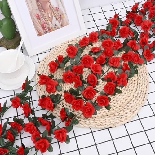 BLEUM CADE 12Pcs 16.4Ft Fake Flower Garland Artificial Rose Vines - Image 3