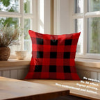 Batmerry Red Black Plaid Throw Pillow Covers, Simple Rustic Lumberjack Geometric Retro Decorative Pillow Covers Digital Printing Blended for Couch Sofa Bed Invisible Zipper 24X24 in(Set of 2) - Image 4