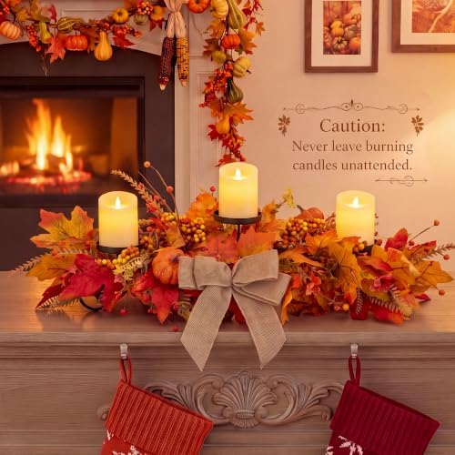 Hotop Fall Centerpieces for Tables Decorations with 3 Candle Holder - Image 3