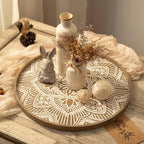 Hanobe 17" Large Round Decorative Tray Coffee Table Decor, Rustic Brown - Image 3