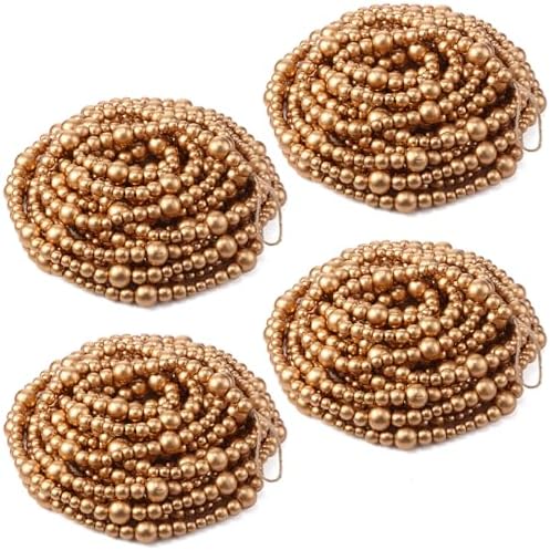 Giegxin 4 Pcs 32.8 ft 4th of July Wooden Bead Garland Patriotic Hanging Garland Farmhouse Beads Decor for Independence Day Mantel Table Party Wall Home Decorations (Gold) by Giegxin