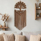 Sylfaen Tree of Life Macrame Wall Hanging - Boho Handmade Woven Tapestry - Dream Catcher Wall Decor Art Living Room - Macrame Tapestry Boho Decor for Bedroom (Brown) - Image 3