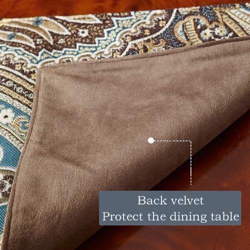Luxury Vintage Design Table Runner 60 inches Long Embroidery Jacquard Fabric with Multi-Tassels Table Runners for Dining Room Dresser Wedding Holiday Party Fireplace Decorations (Coffee, 12X60inch) - Image 6