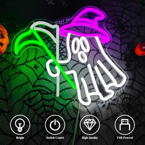 Ghost Neon Sign Halloween LED Sign Scythe Neon Light - Image 3