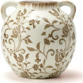 Brown Vintage Antique Vase, 5.6 Inch All Seasons Chinoiserie Floral Vase, Rustic Ceramic Vase for Home Decor, Living Room, Bookshelf, Office, Entryway, Garden, Chinoiserie Decor, Tuscan Decor by PORCER