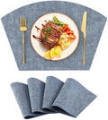 Homaxy Wedge Faux Leather Placemats for Round Table, Set of 4, Blue by Homaxy